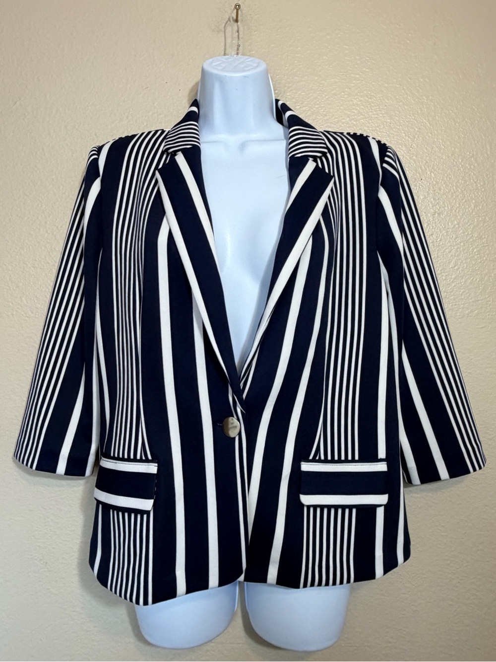 NYCC New York Clothing Co. Striped Blazer Jacket Navy White Medium M
